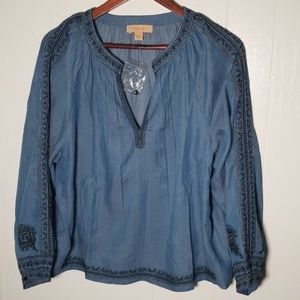 Kyra Embroidered Denim Top